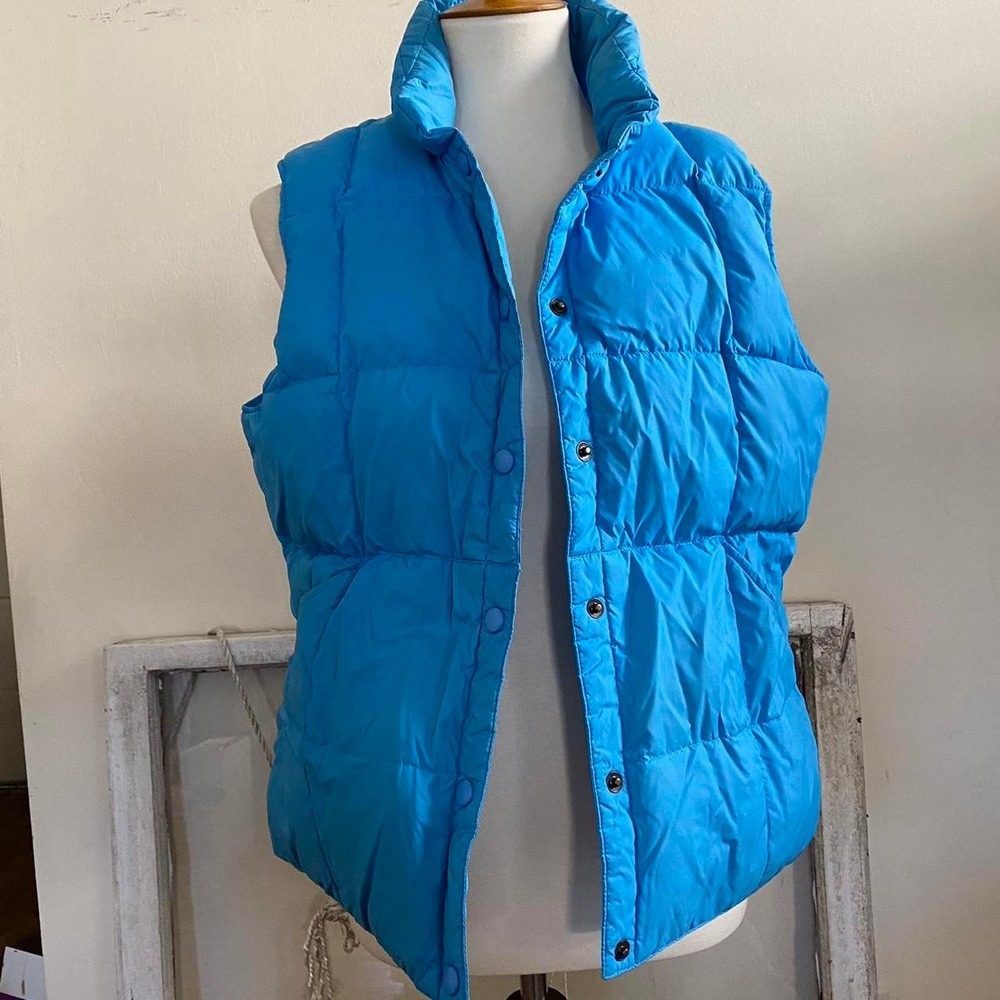 Land's End blue goose down puffer vest